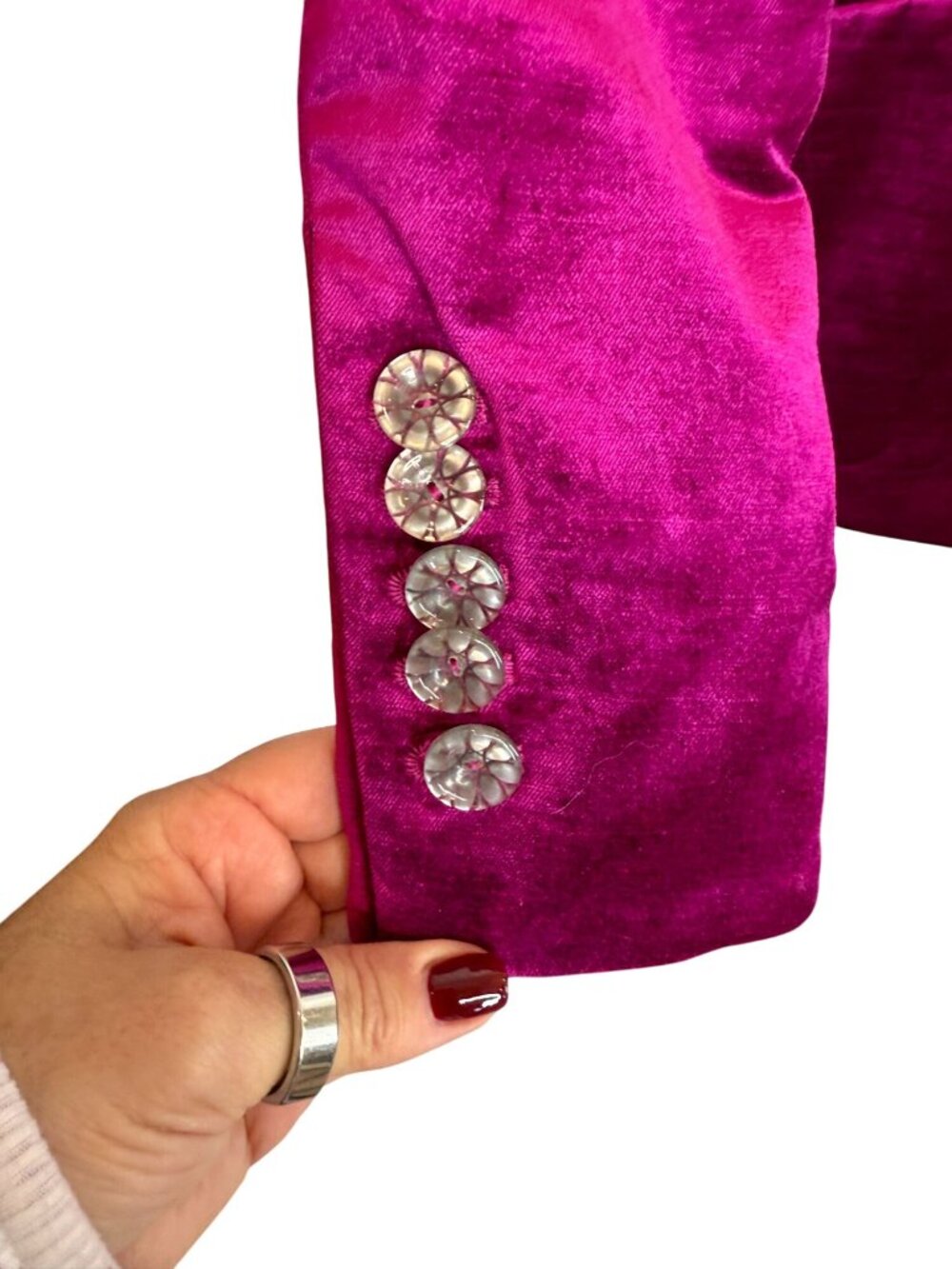 Veronica Beard Elam Dickey Velvet Crystal Blazer Fushia - Size 0 - Picture 6 of 12